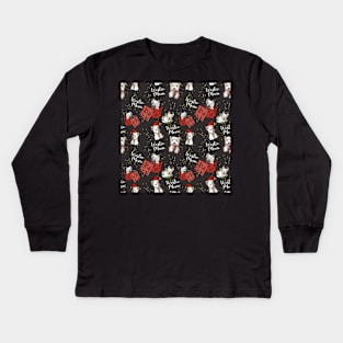 Christmas Westies black pattern Kids Long Sleeve T-Shirt